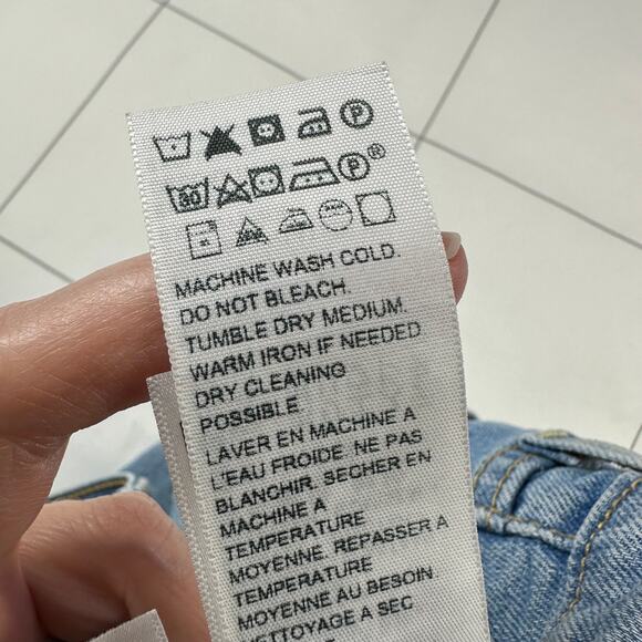 Levi’s Jeans Womens 27 Blue Ribcage Straight Ankle Button Fly Distressed Denim - Picture 5 of 14